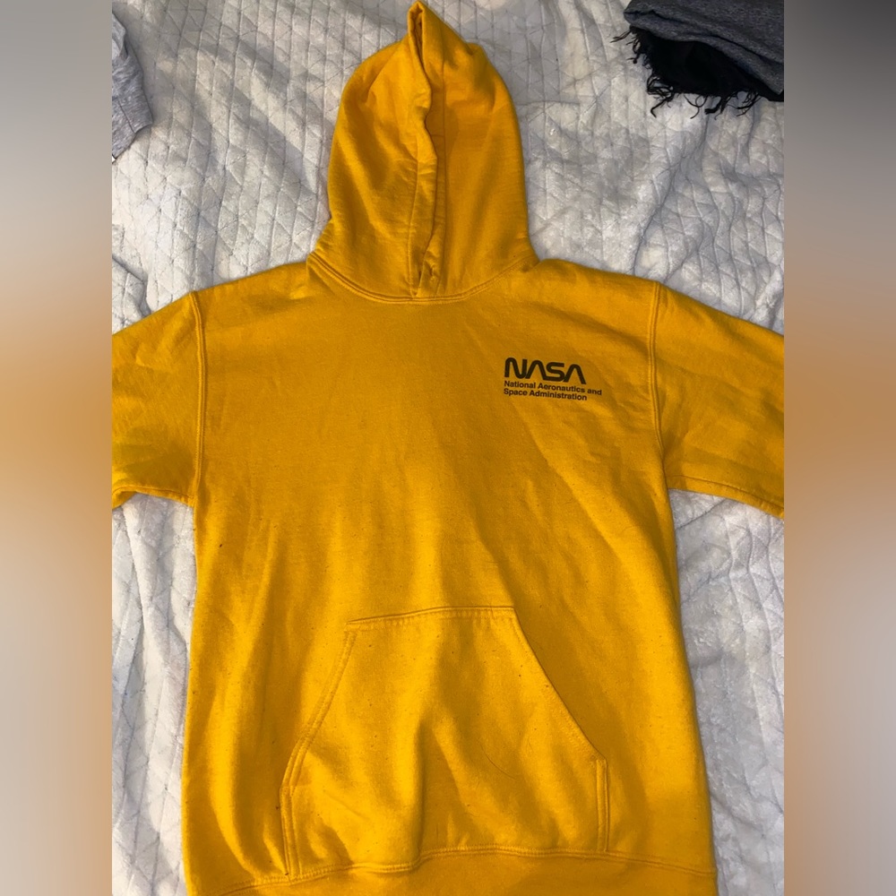 Yellow NASA Hoodie! Missing strings! Still in great condition!